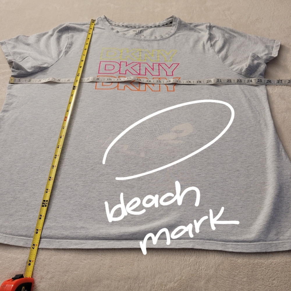 DKNY Sport Cotton Stretch Plus Size Tee Neon Logo Pink Orange Yellow Light Grey - Picture 10 of 12